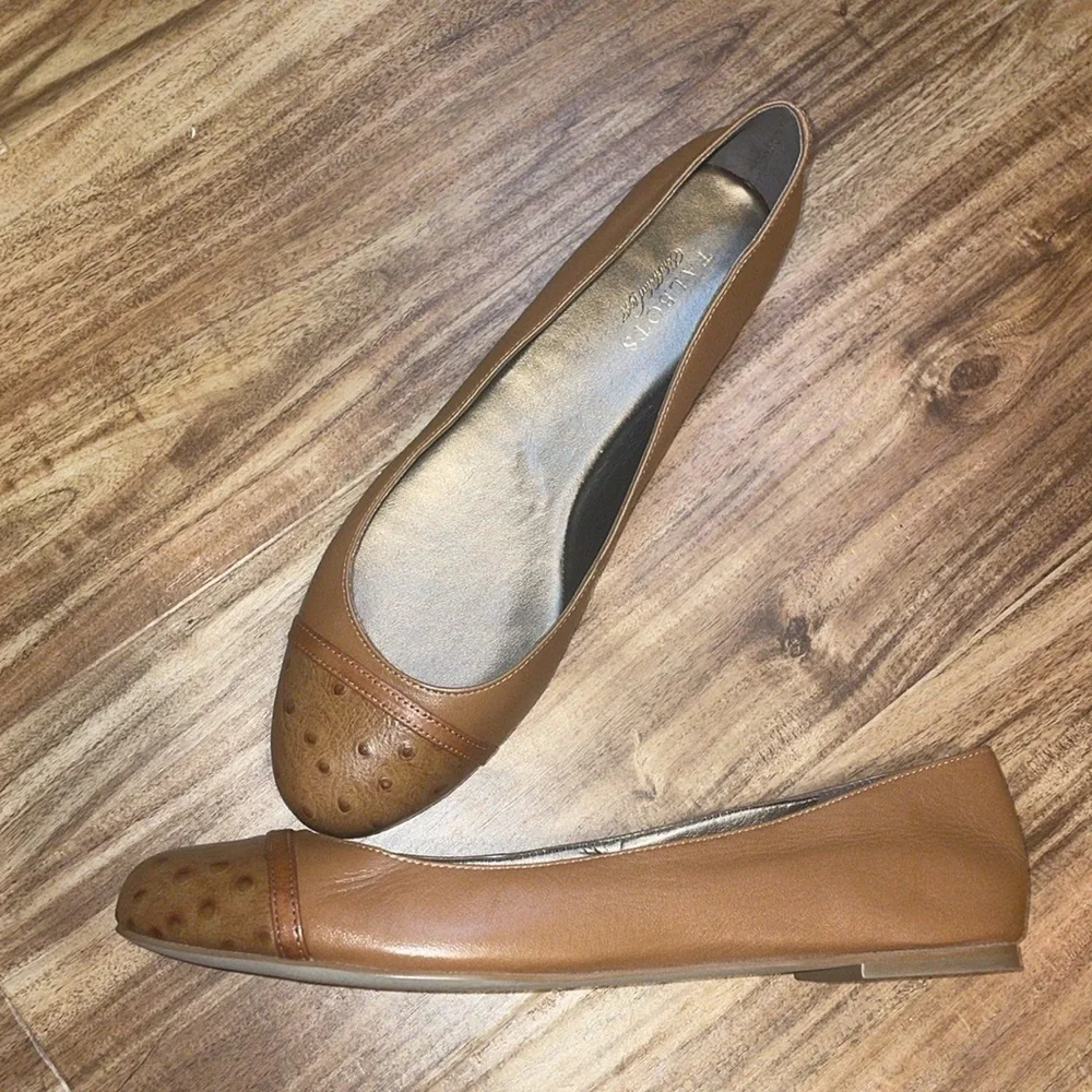 Talbots womens 11 shoes ballet flat slip on tan brown round toe work casual nwot